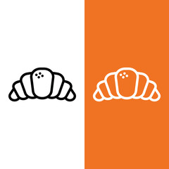 Croissant Vector Icon in Outline Style. A croissant is a buttery, flaky, pastry of Austrian origin, but mostly associated with France. Vector illustration icon for app, web, or logo	