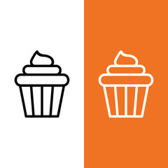 CupCake Vector Icon in Outline Style. A cupcake is a small cake designed to serve one person, which may be baked in a small thin paper or aluminum cup. Vector illustration for app, Website, or Game	