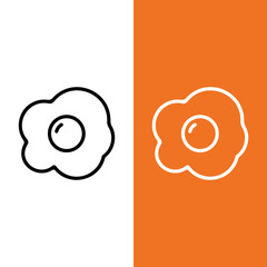 Fried Egg Vector Icon in Outline Style. Fried eggs are a cooked dish in which eggs are removed from their shells and placed into a frying pan and fried. Vector illustration icon for app, web, game.