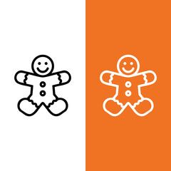 Christmas Xmas Ginger Bread icon in Outline Style. Ginger bread is a typical Christmas cake in the shape of a man. Vector illustration icon that can be used for apps, websites, or part of a logo
