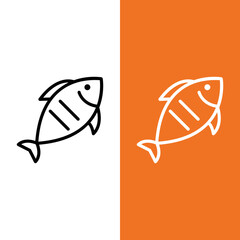 Grilled Fish Vector Icon in Outline Style. Vector illustration icon can be used for an app, website, or part of a logo.
