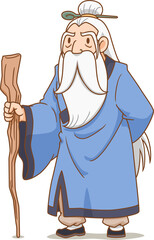 Cartoon character of Ancient Chinese grandmaster.
