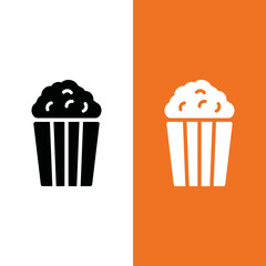Popcorn Vector Icon in Glyph Style. Popcorn is a variety of corn kernel which expands and puffs up when heated. Vector illustration icon can be used for an app, website, or part of a logo.