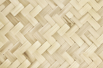 Old bamboo weave texture background, pattern of woven rattan mat in vintage style.