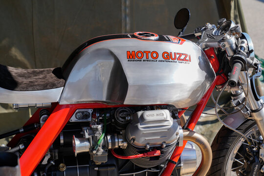 Moto Guzzi logo brand and text sign neo retro motorcycle limited edition speciale centenario