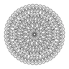 Coloring book for adult. Hand drawn mandala. Coloring page with tribal pattern