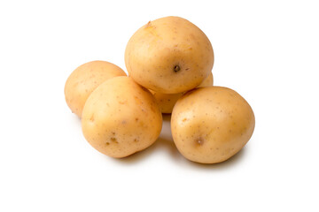 A group of fresh tasty potato isolated on white background.