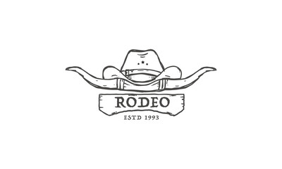 Vintage retro texas rodeo cowboy, Western Country Emblem Texas Logo design