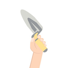 Hand Holding Brick Spoon Left Handed Construction Tools
