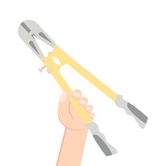 Hand Holding Steel Scissors Left Handed Construction Tools