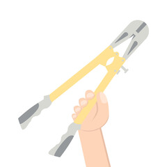 Hand Holding Steel Scissors Right Handed Construction Tools