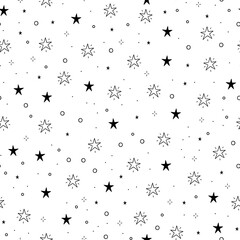 Line star glitter shine of doodle seamless pattern. Star shine glow, spark glitter, sparkle light background. Hand drawn sketch doodle style vector illustration.