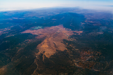 Aerial view of Palomar Mountain and Lake Henshaw in California