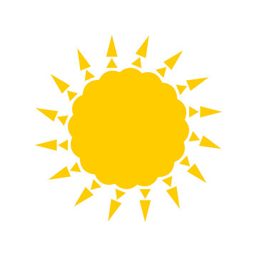 Yellow Sun Weather Icon Vector Illustration Isolated On White Background.