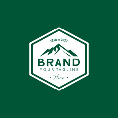 mountain logo illustration, hills, nature, natural scenery vector design.