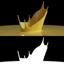 3D illustration of a orange juice splash crown with alpha channel