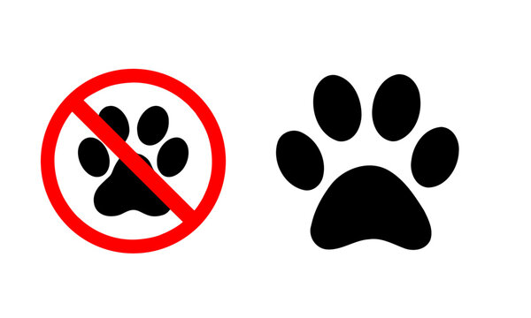 paw print icon
no dog sign 
