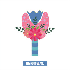Thyroid gland isolated on white background. Flat vector illustration