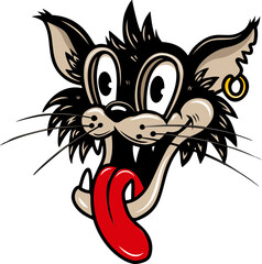 Illustration of cool cartoon cat. Design element for poster, t shirt, sign. Vector illustration