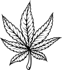 Illustration of cannabis leaf. Design element for poster, t shirt, sign. Vector illustration