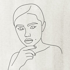 Watercolor Background With Woman Line Art