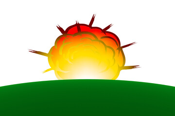 big explosion. Soldiers fighting on the battlefield. attack with a weapon. the scene of war.