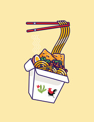 Chicken Noodle Vector Illustration