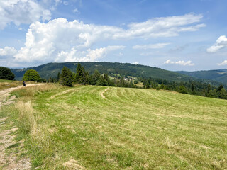 Obraz premium Mountain view in Beskid Zywiecki in Poland, area of Hala Boracza