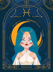 Pisces Zodiac Sign Illustration