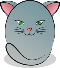 Fototapeta premium Abstract sticker images of a rounded cute cat.