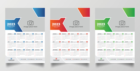 2023 one page wall calendar design template