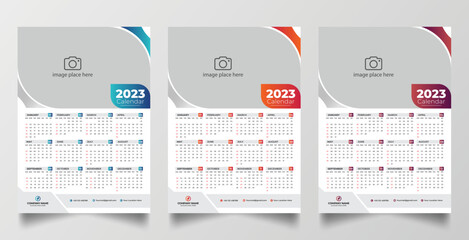 2023 one page wall calendar design template
