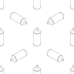 Cartoon isometric paint can line seamless pattern. Set for games. Drawing graffiti on the walls. Compressed air in a jar, spray, aerosol. Vector illustration in cartoon and game style.