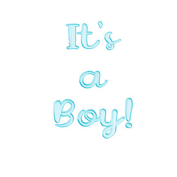 It's a boy hand drawn lettering. Blue color quote It's a boy isolated on a white background. Trendy lettering for expectants of a boy. Design for a baby shower, gender parties and baby shower.