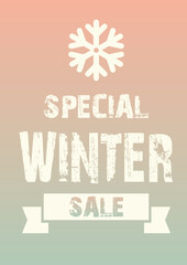 Winter special sale grunge typography poster design