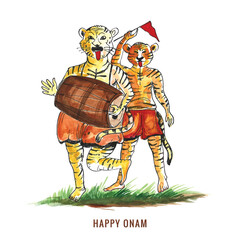 Fototapeta na wymiar Happy onam festival of south india on card holiday background