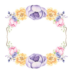 Floral bunches. Watercolor style wedding bouquets. Romantic floral hand drawn illustration.