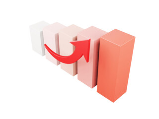 棒グラフ　立体　上昇