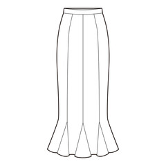 Mermaid skirt Skirt Flat Drawing Fashion Flat Sketches