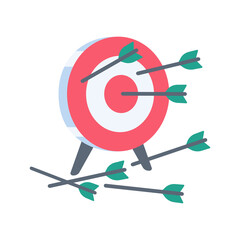 Arrows shot to the center of the target. business goal setting concept