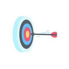 Arrows shot to the center of the target. business goal setting concept