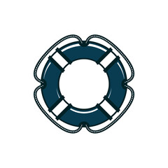 Rescue life belt isolated lifeboat buoy. Vector monochrome safety ring, lifesaver float, subject to save life on water, traveling and adventure symbol. Survival help aid, ship safety equipment
