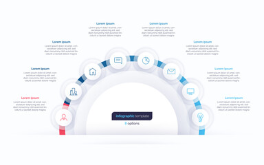 Eight option circle infographic design template. Vector illustration