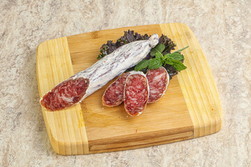 Spanish pork fuet dry sausage