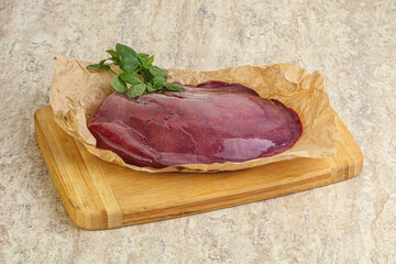 Raw pork liver for cooking