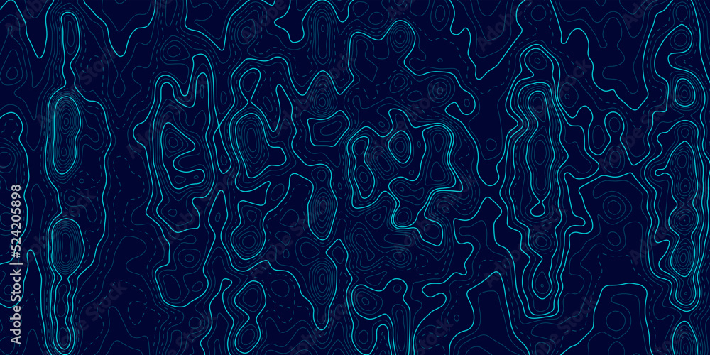 Poster topographic map on blue background. geographic line map with elevation assignments. contour backgrou