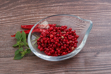 Red pepper seeds in the bowl