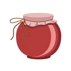 Strawberry-raspberry jam in a glass jar, isolated on a white background.Vector illustration.