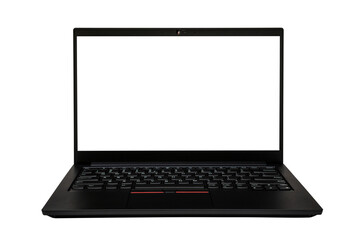 Black modern laptop with blank screen - obrazy, fototapety, plakaty