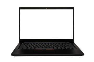 Black modern laptop with blank screen
